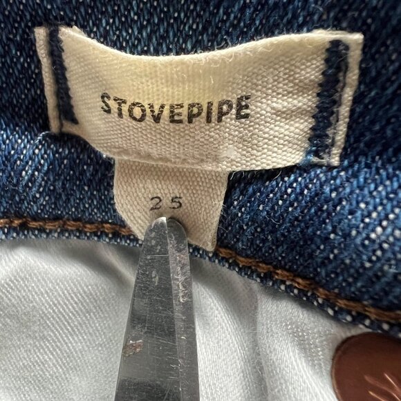 Madewell Size 25 Blue Denim Pendleton Stovepipe High Rise Slim Straight Jeans - Picture 9 of 13